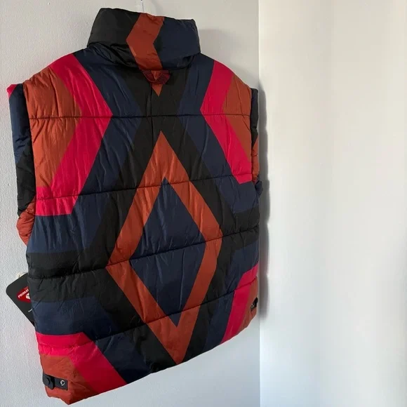 Free People Puffer Vest In a bubble Printed Vest Colorblock Print Size S NWT - Picture 10 of 17